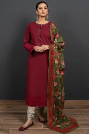 YAHSIRWAHEED 3PC EMBROIDERED LAWN SUIT (SLUB DUPATTA)