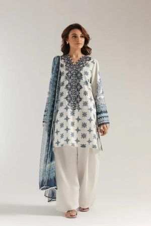 ETHNC 3PC EMBROIDERED LAWN SUIT OCEAN BLUE E0578/203/604