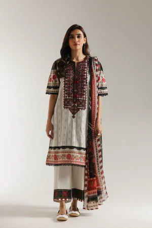 ETHNC EMBROIDERED LAWN SUIT 3PC E0619/203/902