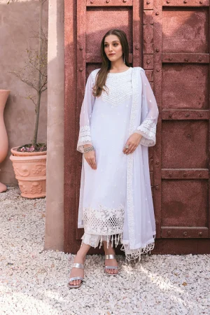 AZURE 3PC EMBROIDERED CHIFFON SUIT SNOW HAZE