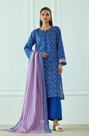 ORIENT 3PC PRINTED TEXTURED LAWN SUIT OTL20565