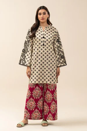 BEECHTREE EMBROIDERED LAWN SUIT 2PC MAGENDA DOTS